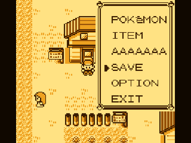 Pokémon’s menu with SAVE selected